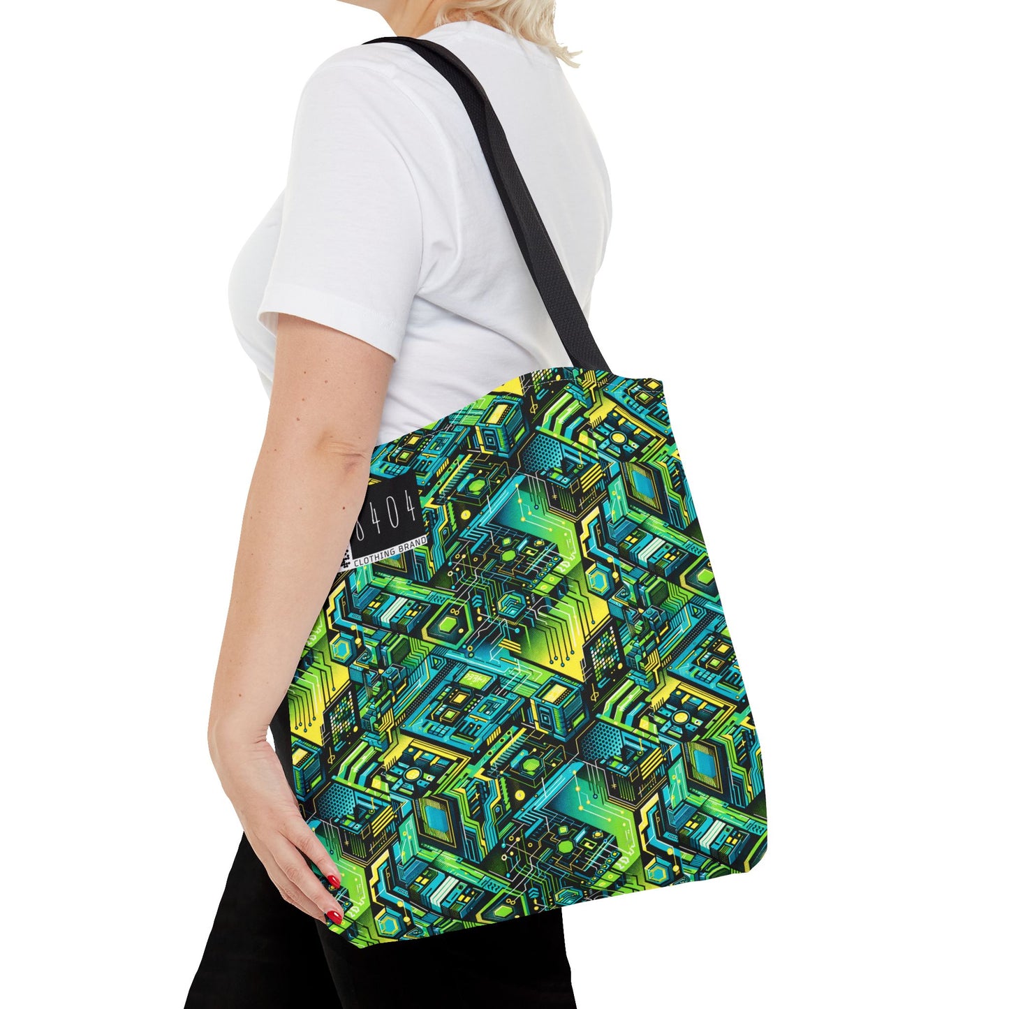 Tech-Infused Neon Tech-Forward Streetwear Tote Bag - 8404 Design-38