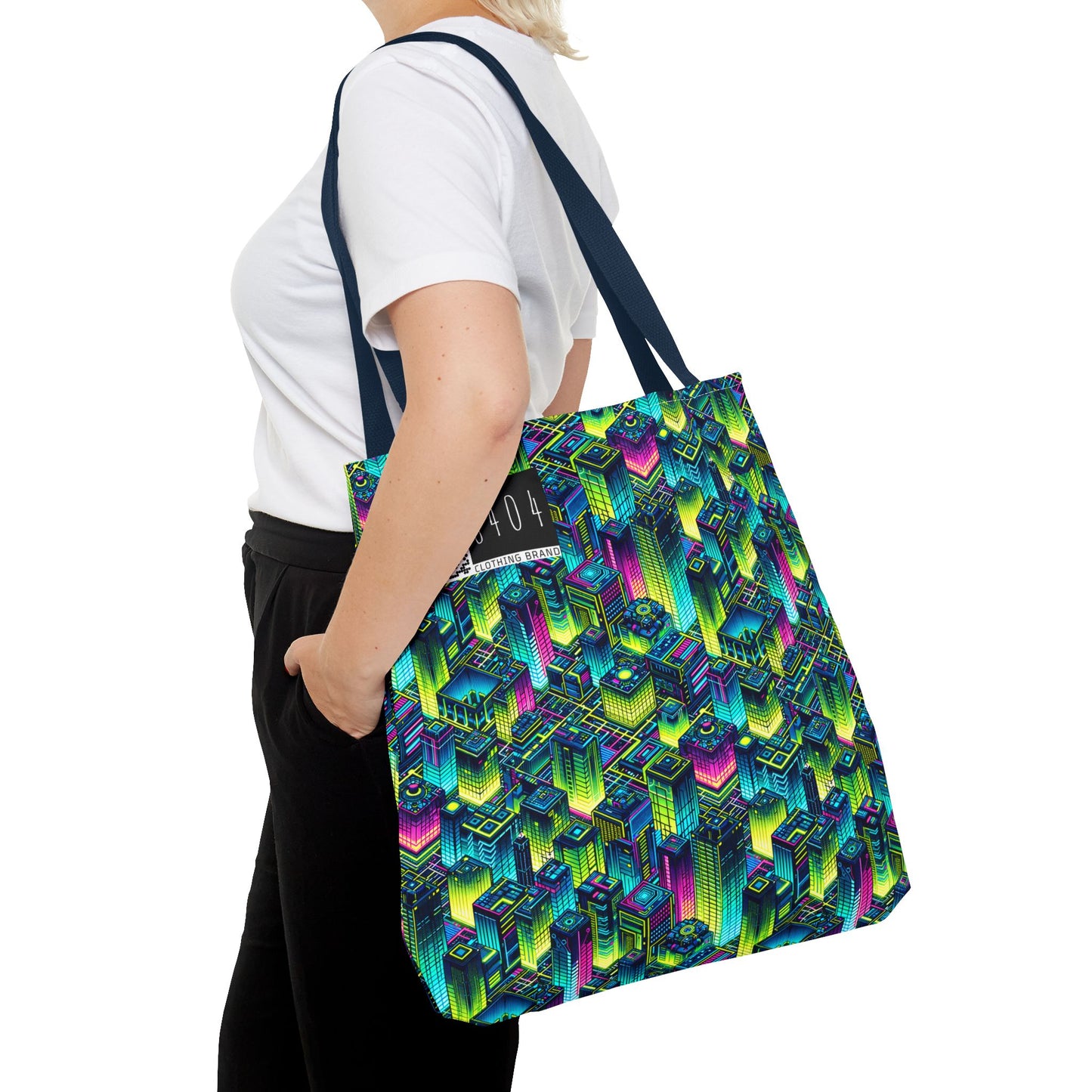 Tech-Infused Neon Tech-Forward Streetwear Tote Bag - 8404 Design-65
