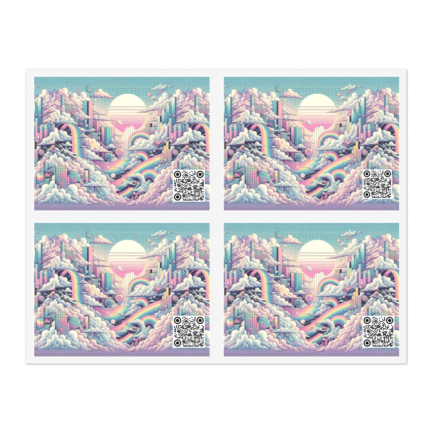 Digital Dreamland Whimsical and Nostalgic Streetwear With a Digital Twist Sticker Sheets - 8404 Design-59