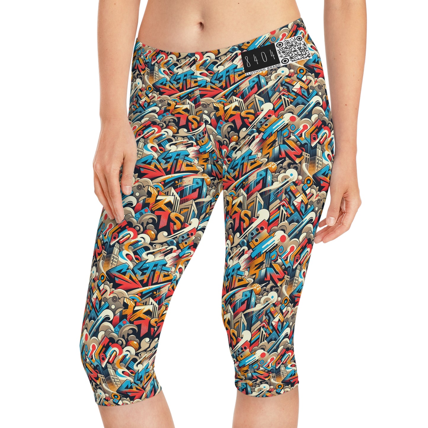 Neo-Traditional Street Art Modern Street Art Fusion Women's Capri Leggings - 8404 Design-44