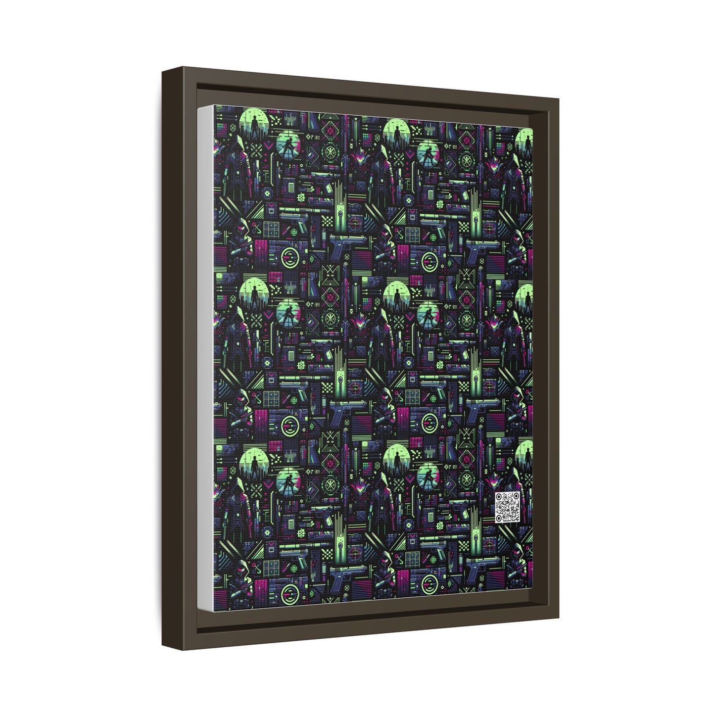 Tech Noir Futuristic Cyberpunk Matte Canvas, Framed (multi-Color) - 8404 Design-63 A
