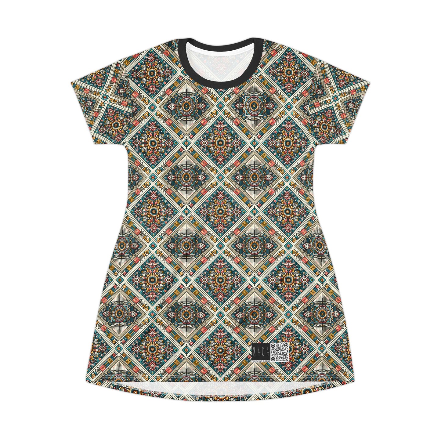 Cultural Fusion Tech Blend of Cultural Heritage With Tech-Inspired Elements T-Shirt Dress - 8404 Design-64