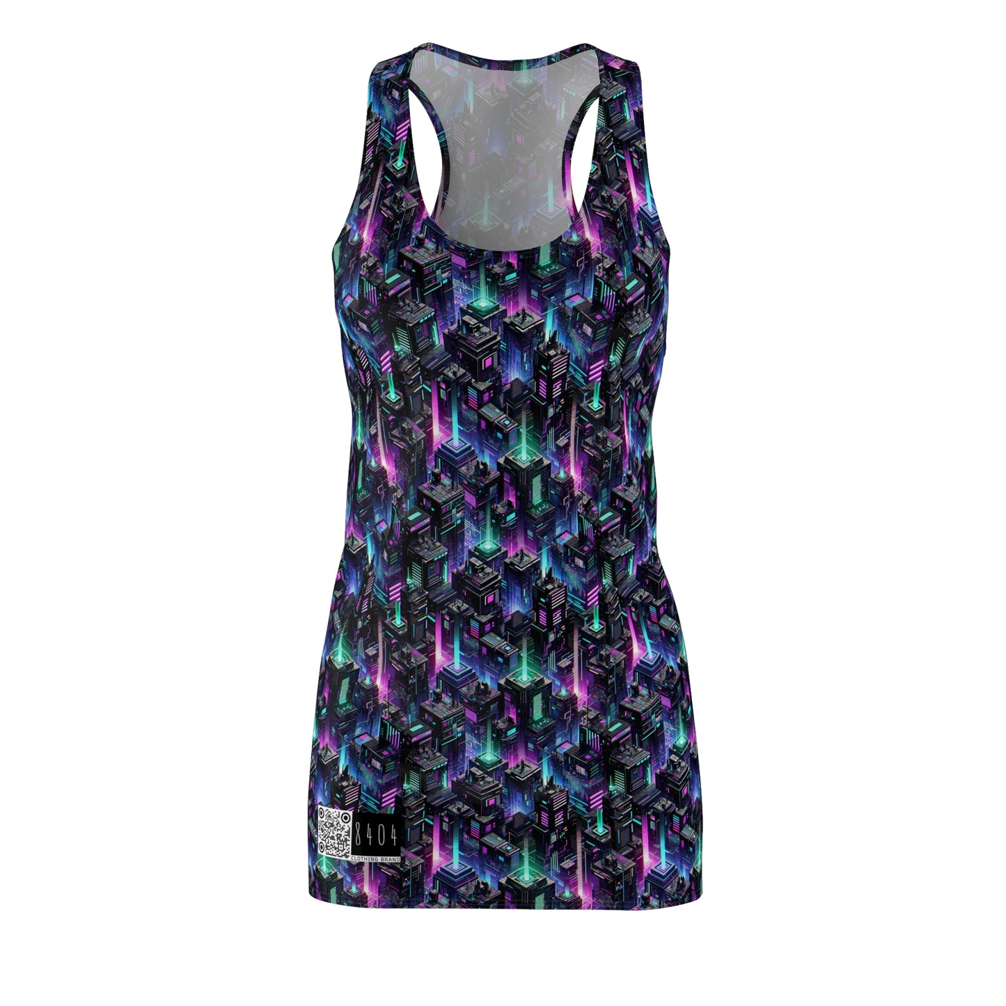 Tech Noir Graphics Futuristic Tech Aesthetics Women's Cut & Sew Racerback Dress - 8404 Design-55