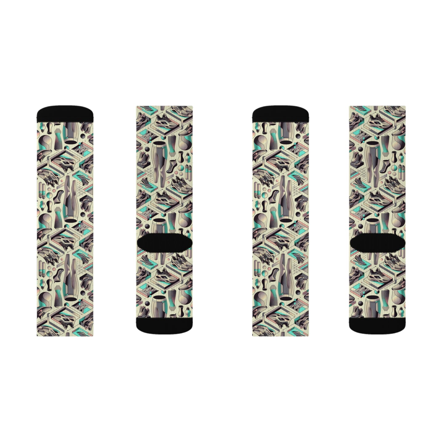 Tech-Infused Athleisure Futuristic Athletic Tech Sublimation Socks - 8404 Design-44