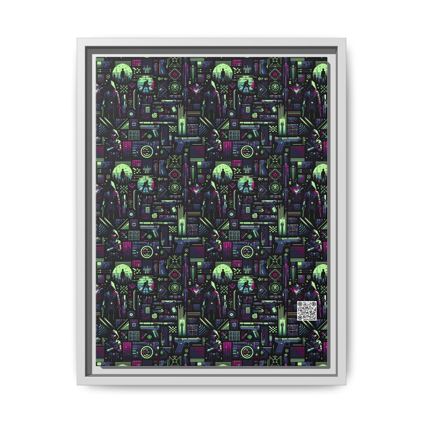 Tech Noir Futuristic Cyberpunk Matte Canvas, Framed (multi-Color) - 8404 Design-63 A