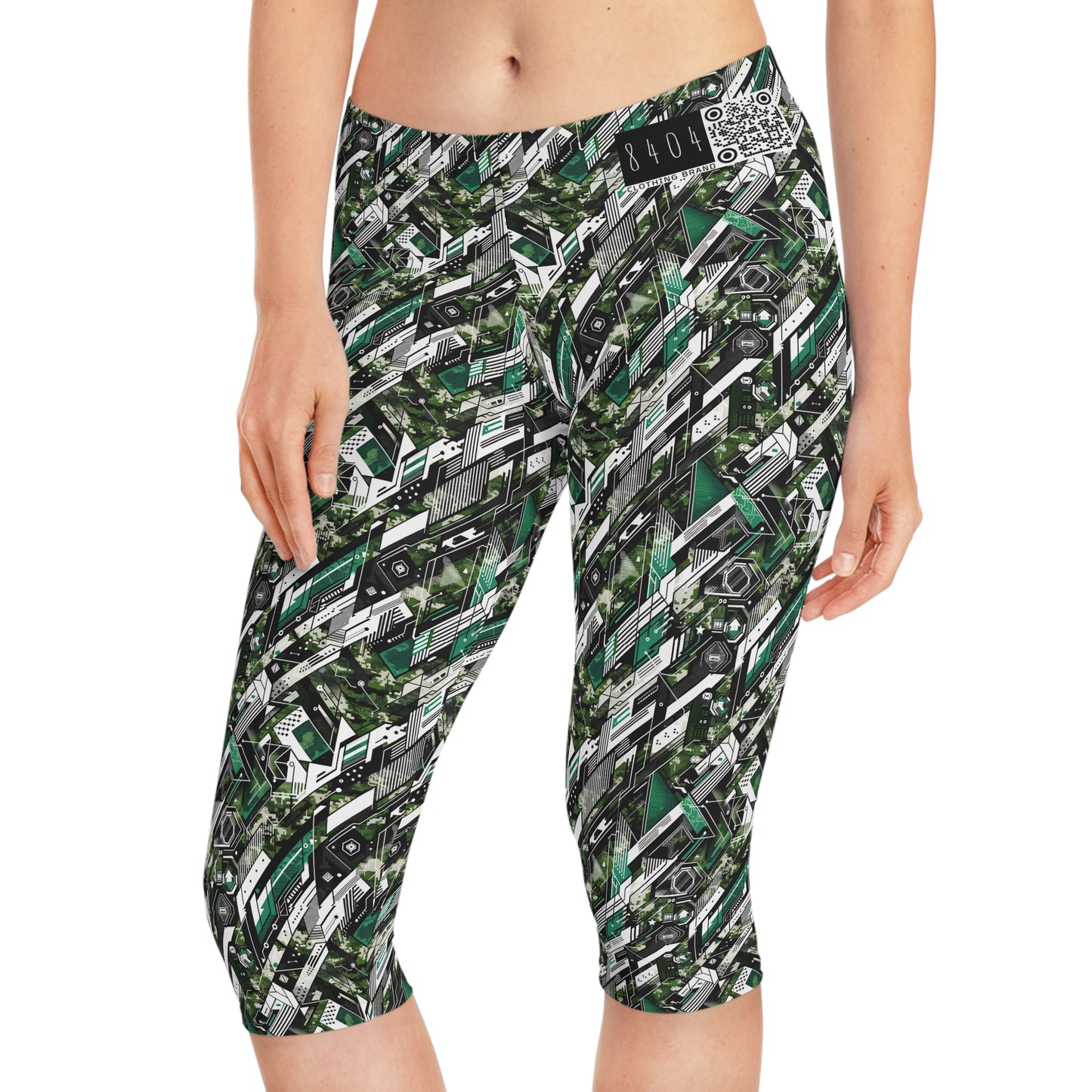 Tech Camo Fusion Tech-Forward Streetwear With a Futuristic Edge Women's Capri Leggings - 8404 Design-63