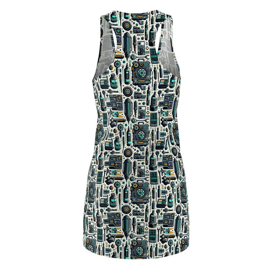 Tech Utility Fusion Modern Tech Streetwear Women's Cut & Sew Racerback Dress - 8404 Design-53