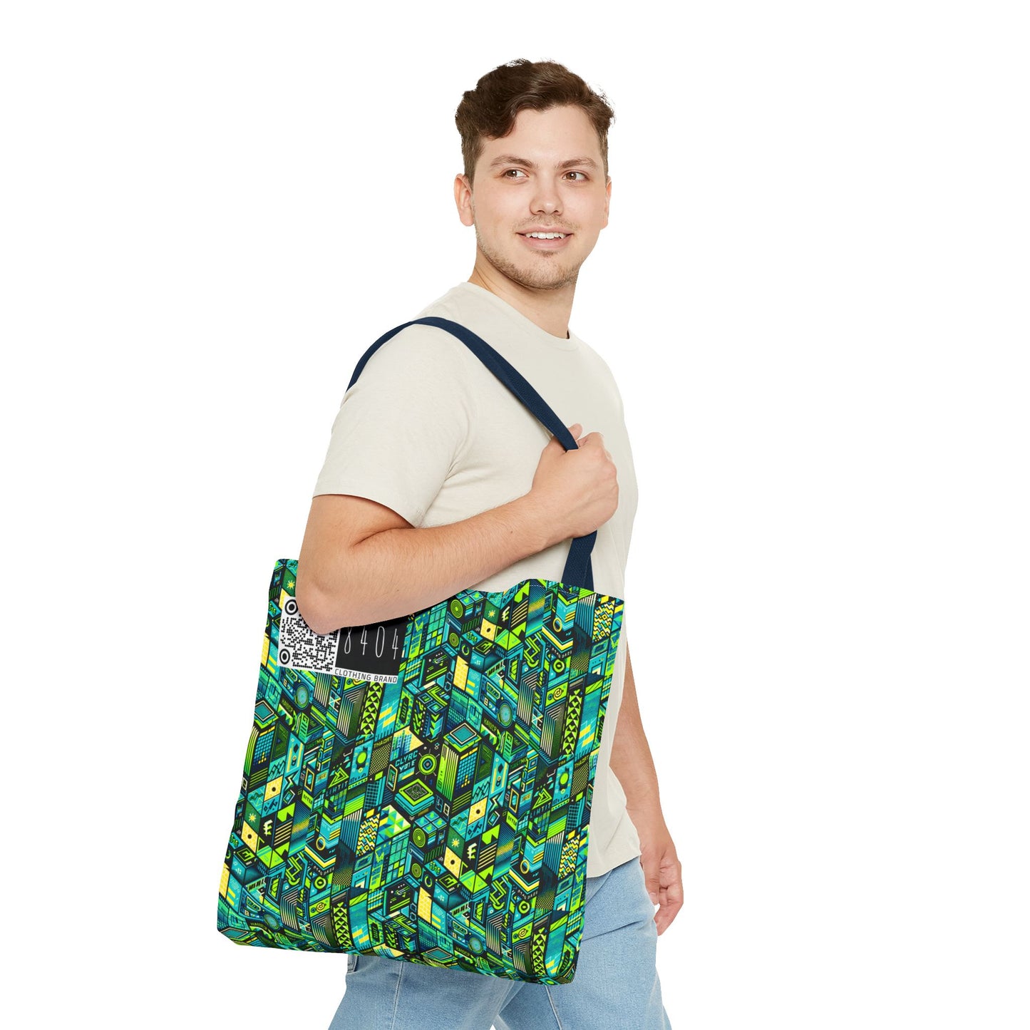 Tech-Infused Neon Tech-Forward Streetwear Tote Bag - 8404 Design-61