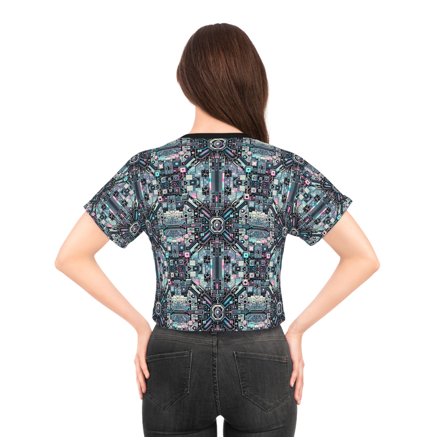 Digital Renaissance Tech-Forward Maximalism Crop Tee - 8404 Design-44