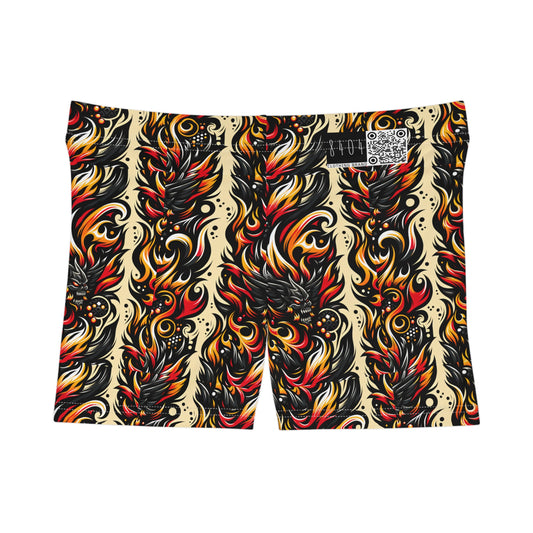 Flame Graphics Maximalist Streetwear Women's Shorts - 8404 Design-65