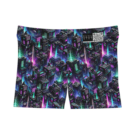 Tech Noir Graphics Futuristic Tech Aesthetics Women's Shorts - 8404 Design-55