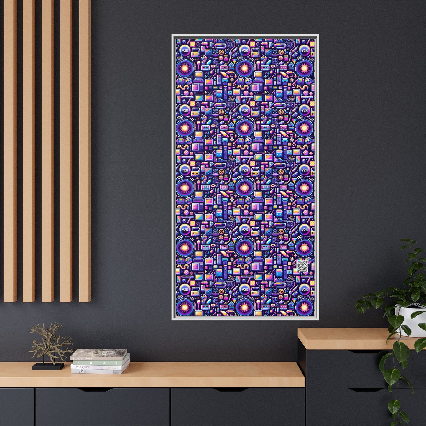 Digital Nostalgia Modern Retro Fusion Matte Canvas, Framed (multi-Color) - 8404 Design-64 B