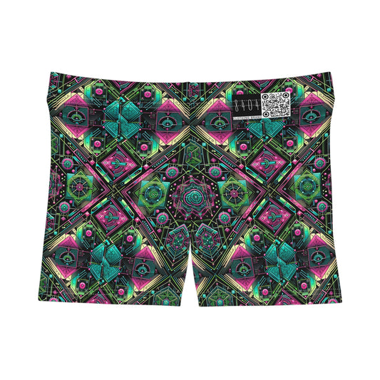 Tech-Infused Graphics Tech-Forward Streetwear Women's Shorts - 8404 Design-45