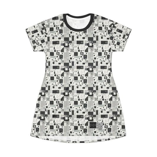 Digital Minimalism Minimalist Tech T-Shirt Dress - 8404 Design-50