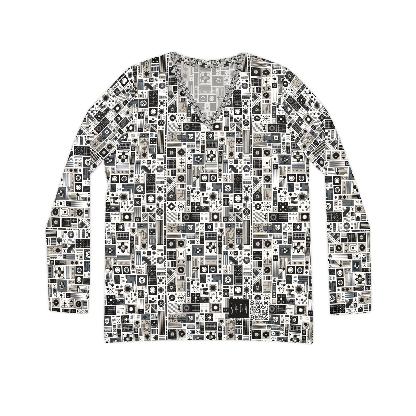 Digital Minimalism Minimalist Tech Women's Long Sleeve V-Neck Shirt - 8404 Design-45