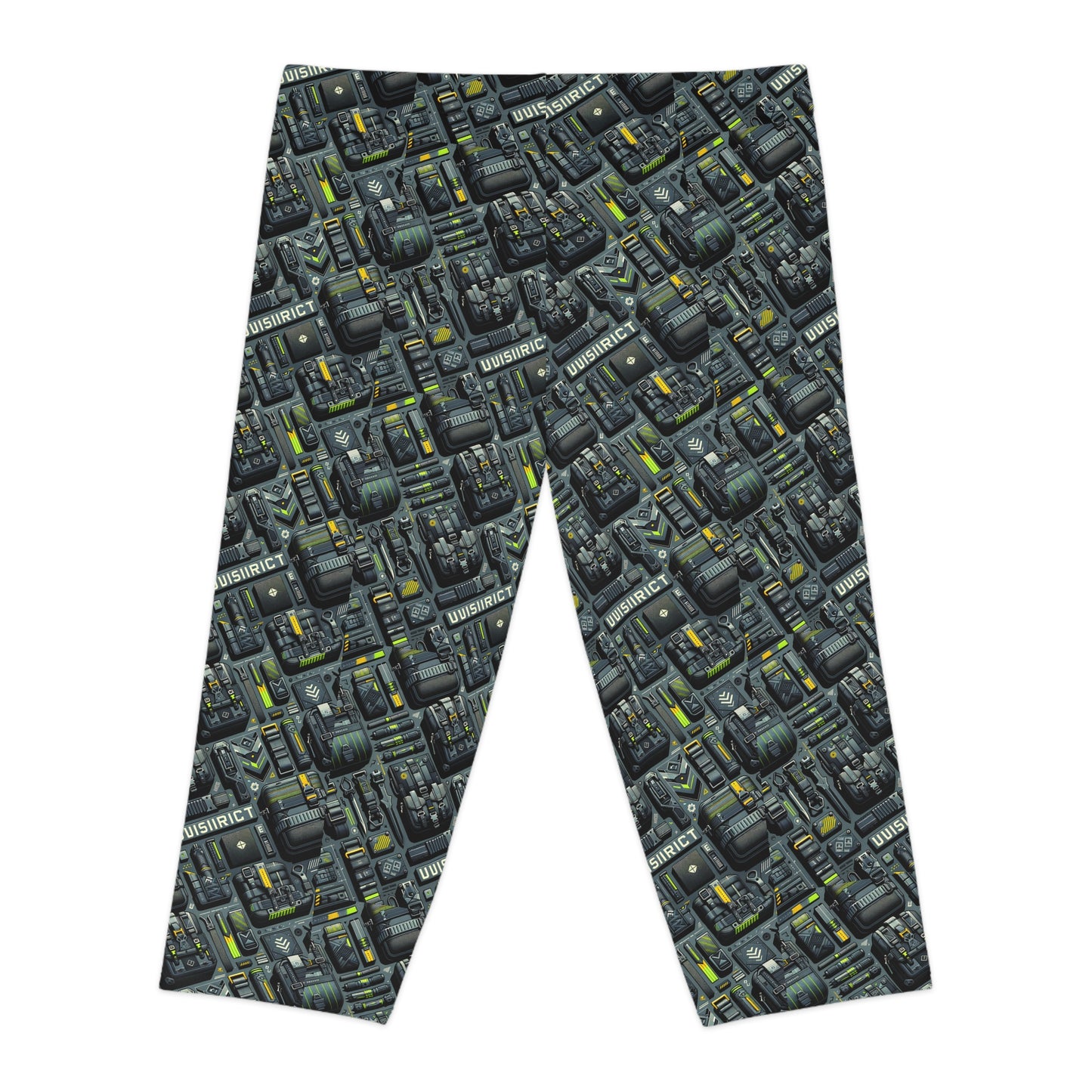 Tech Utility Streetwear Futuristic Tech-Forward Women's Capri Leggings - 8404 Design-47