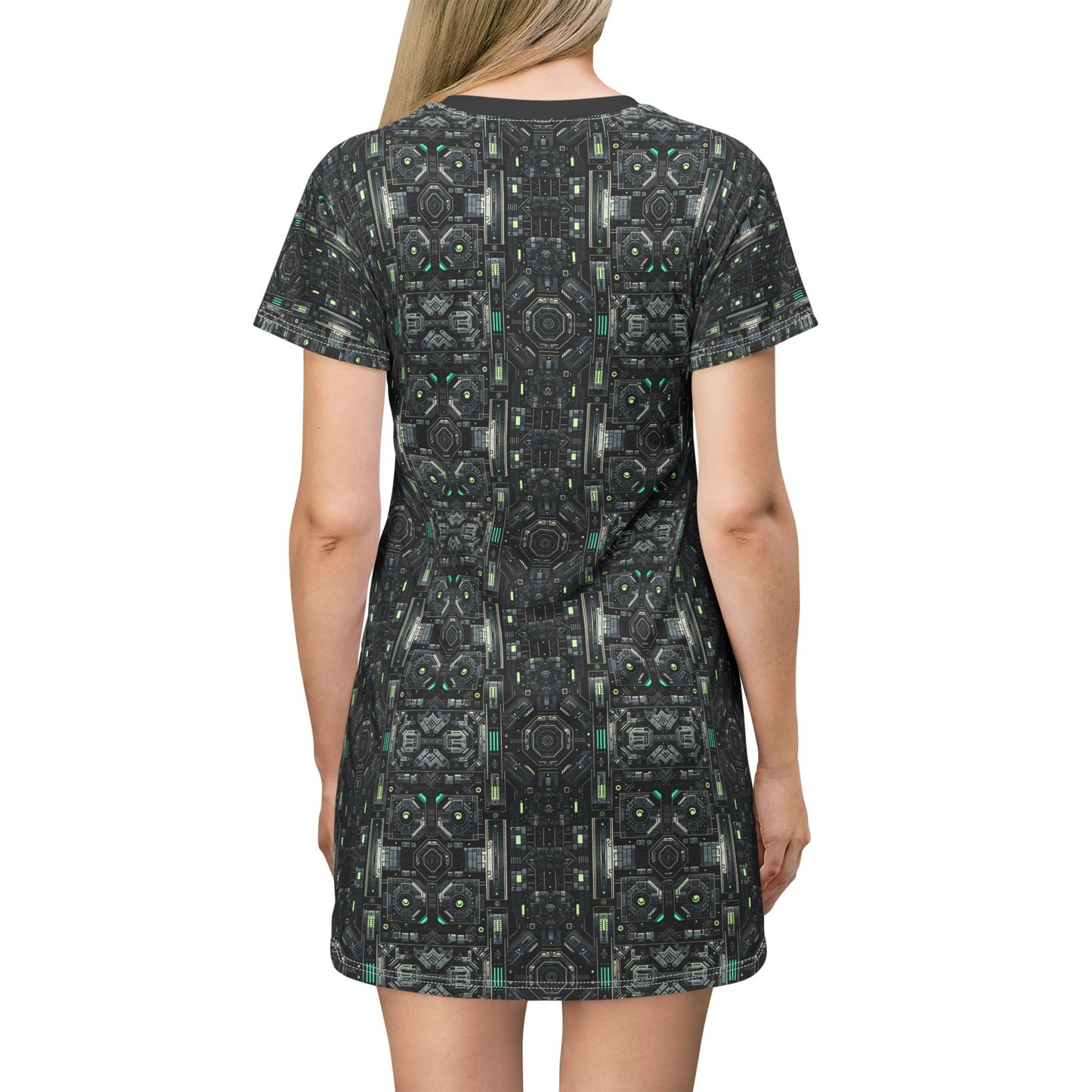 Tech Noir Tech-Forward Minimalism T-Shirt Dress - 8404 Design-52