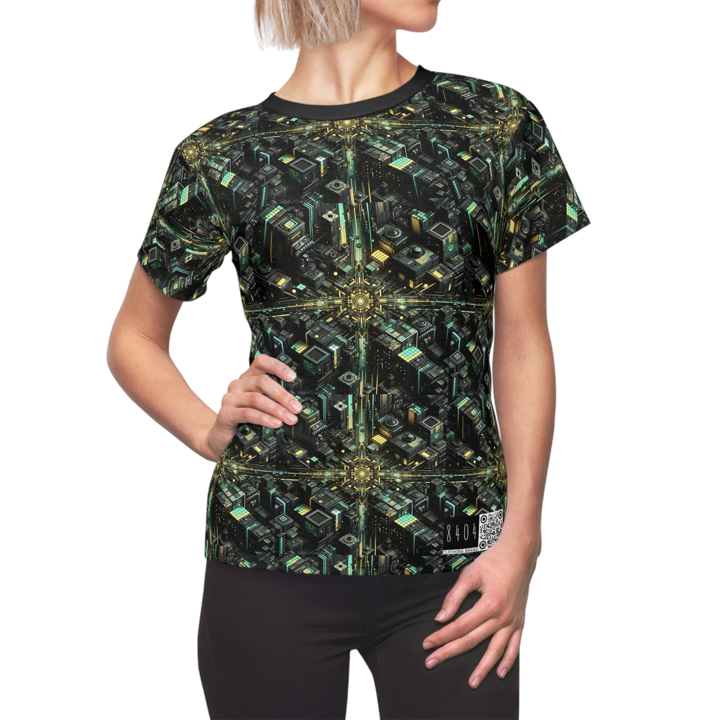 Tech Noir Graphics Tech-Inspired Streetwear Women's Cut & Sew Tee - 8404 Design-66