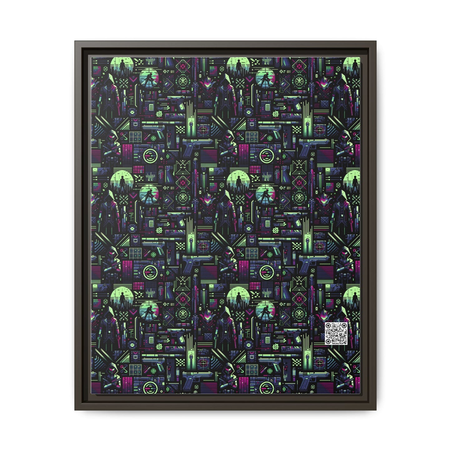 Tech Noir Futuristic Cyberpunk Matte Canvas, Framed (multi-Color) - 8404 Design-63 A