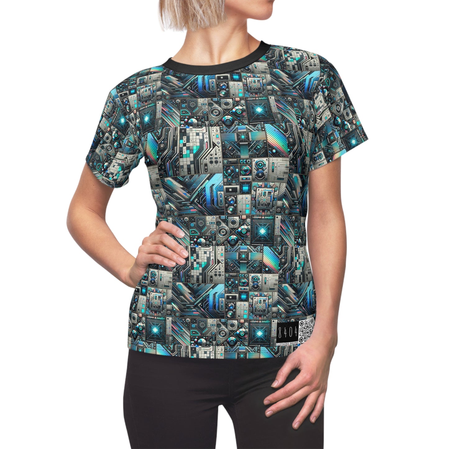 Tech-Infused Futurism Sleek Tech Edge Women's Cut & Sew Tee - 8404 Design-48