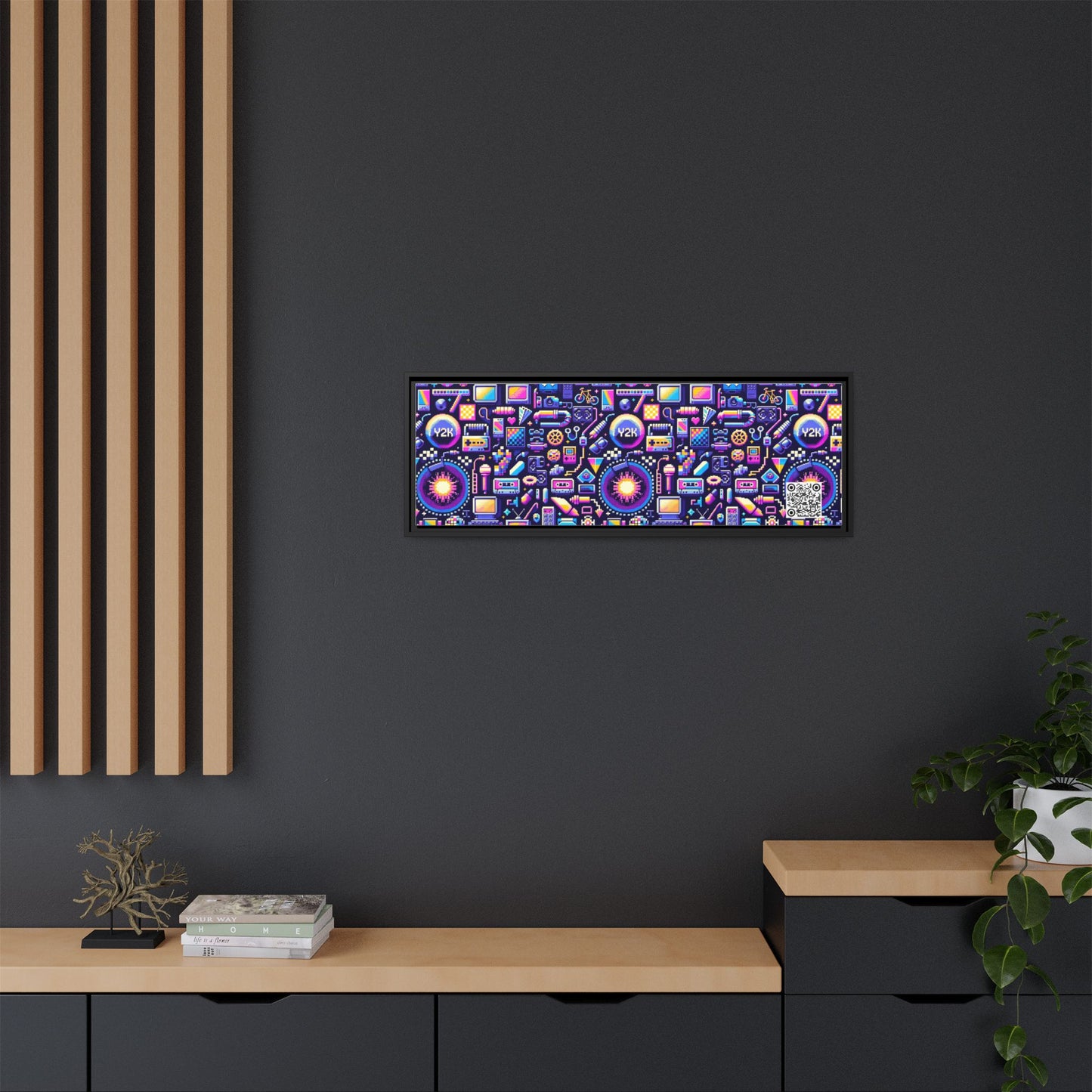 Digital Nostalgia Modern Retro Fusion Matte Canvas, Framed (multi-Color) - 8404 Design-64 B