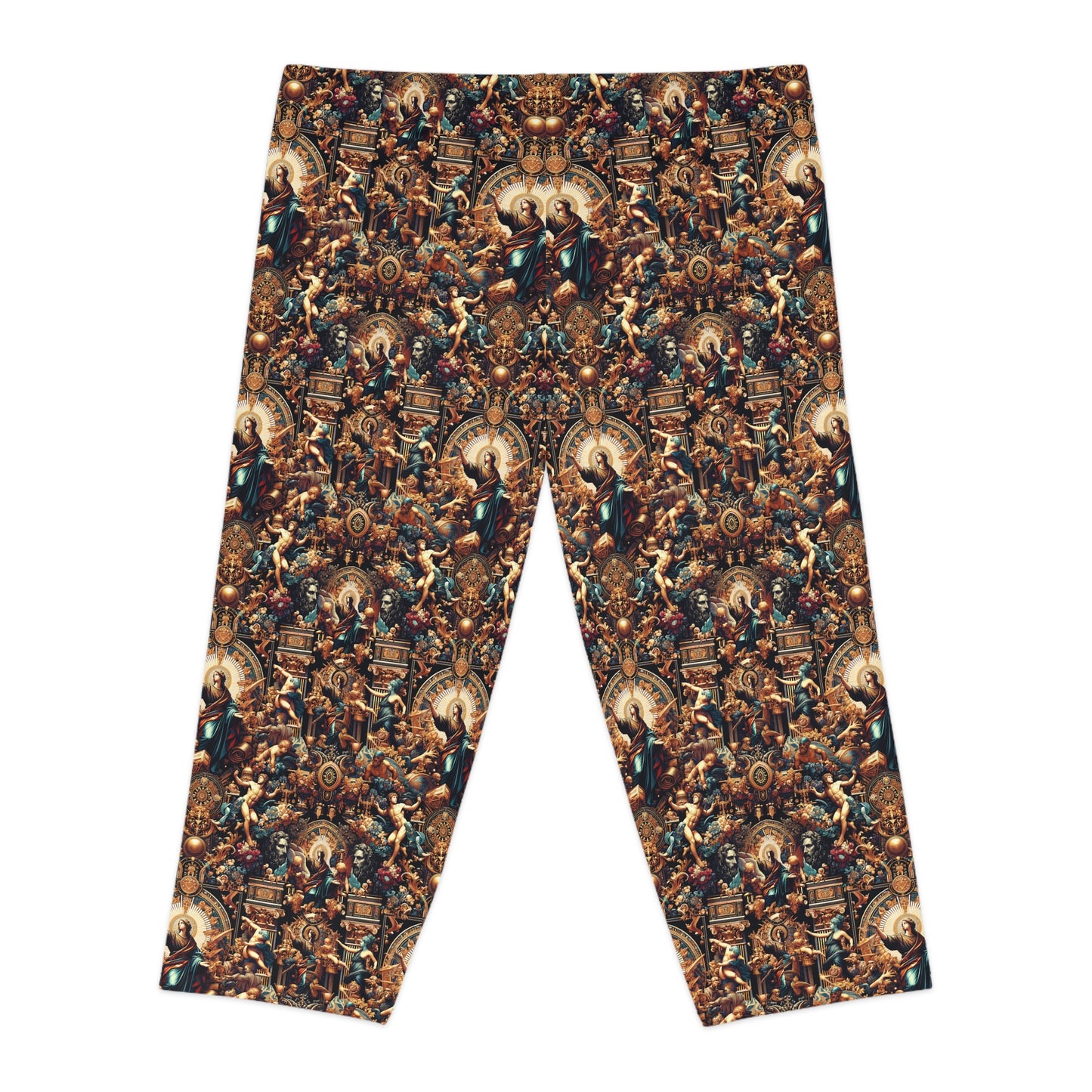 Digital Renaissance Luxurious Streetwear Inspired By Classical Art With a Modern Twist Women's Capri Leggings - 8404 Design-64