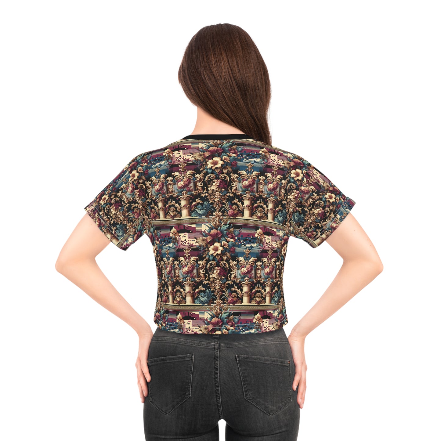Digital Renaissance Modern Baroque Fusion Crop Tee - 8404 Design-58