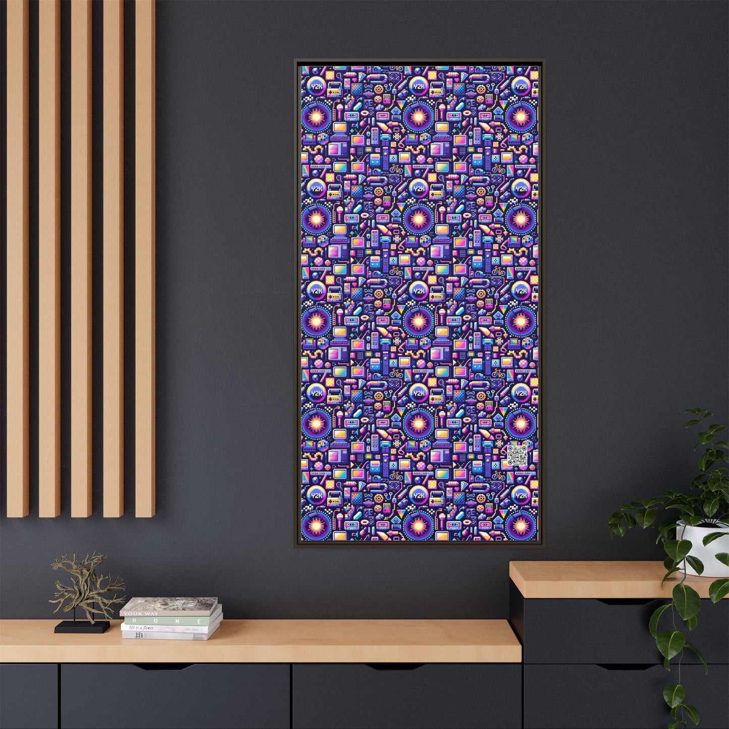 Digital Nostalgia Modern Retro Fusion Matte Canvas, Framed (multi-Color) - 8404 Design-64 B