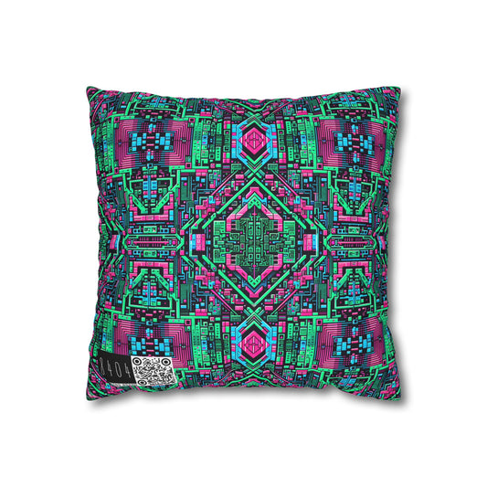 Digital Glitch Vibes Tech-Inspired Streetwear Spun Polyester Square Pillowcase - 8404 Design-71