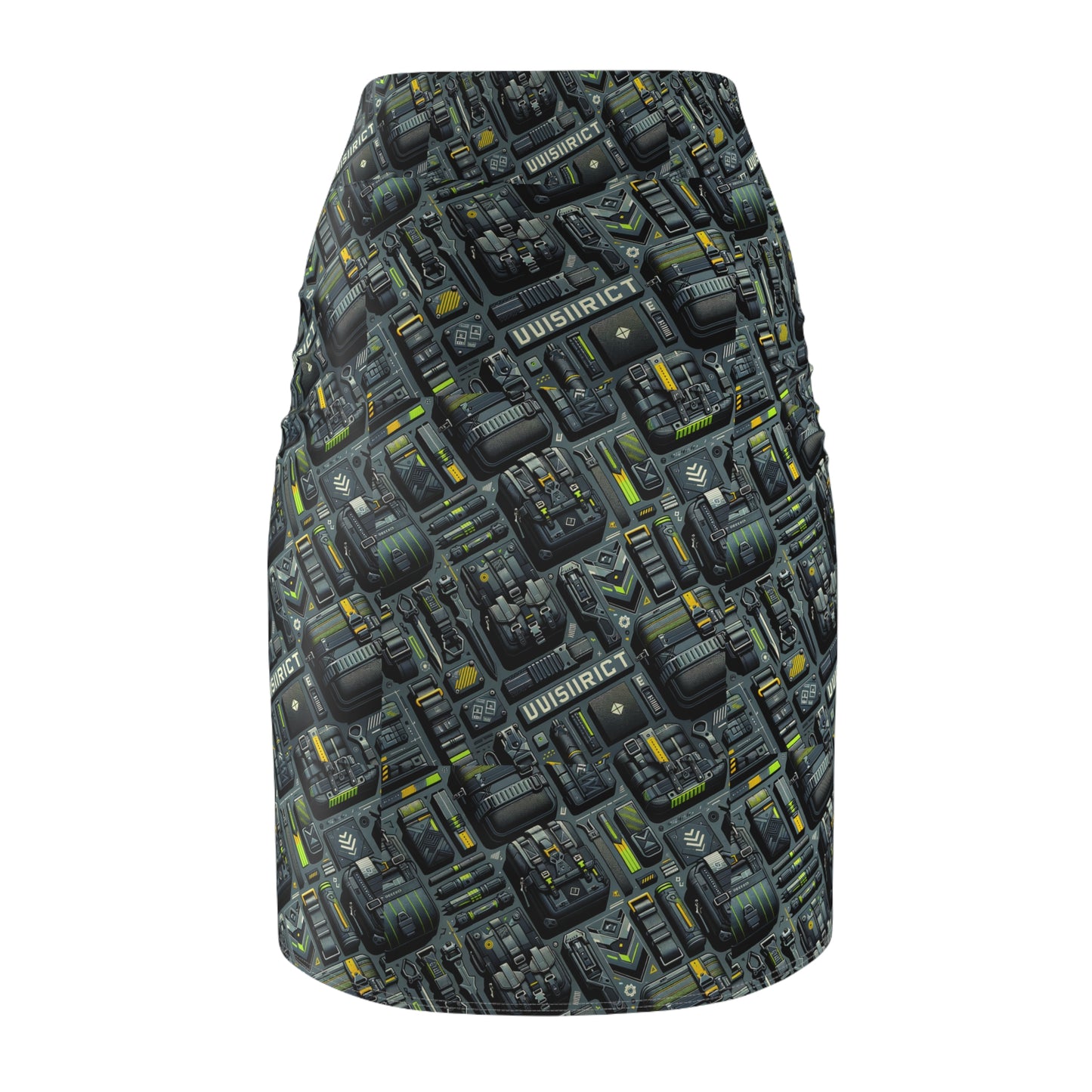 Tech Utility Streetwear Futuristic Tech-Forward Women's Pencil Skirt - 8404 Design-47