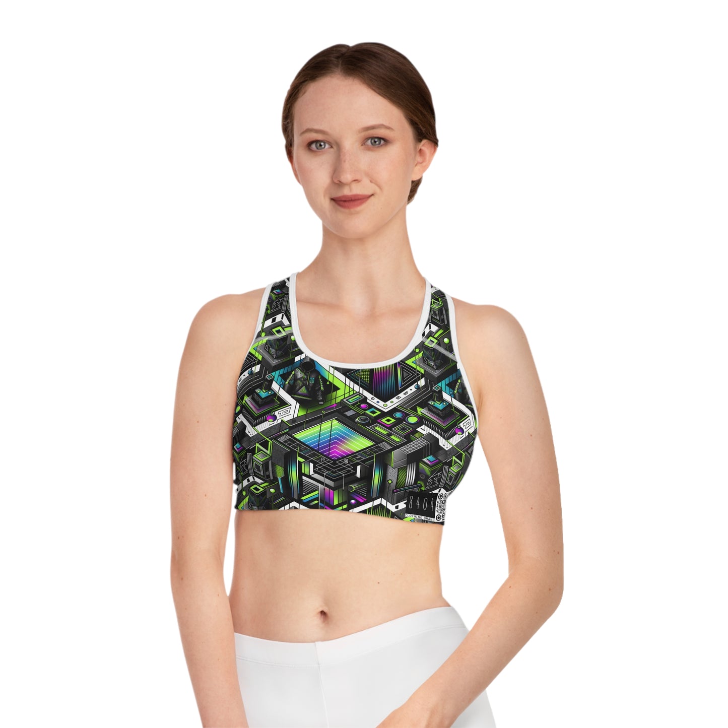 Retro Futurism Graphics Tech-Forward Streetwear Sports Bra - 8404 Design-52