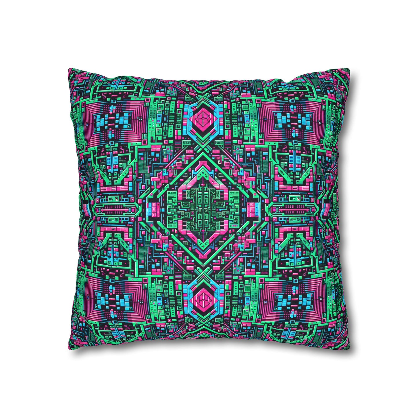 Digital Glitch Vibes Tech-Inspired Streetwear Spun Polyester Square Pillowcase - 8404 Design-71
