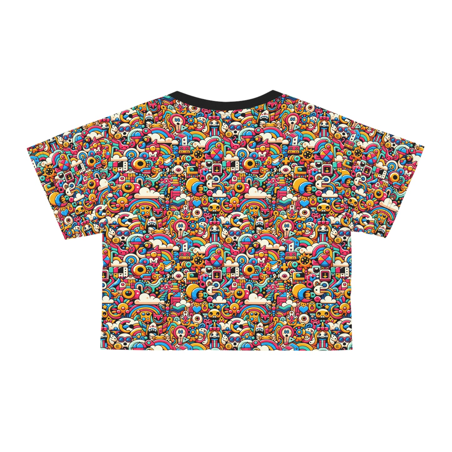 Neon Pop Playful Pop Culture Mashup Crop Tee - 8404 Design-62