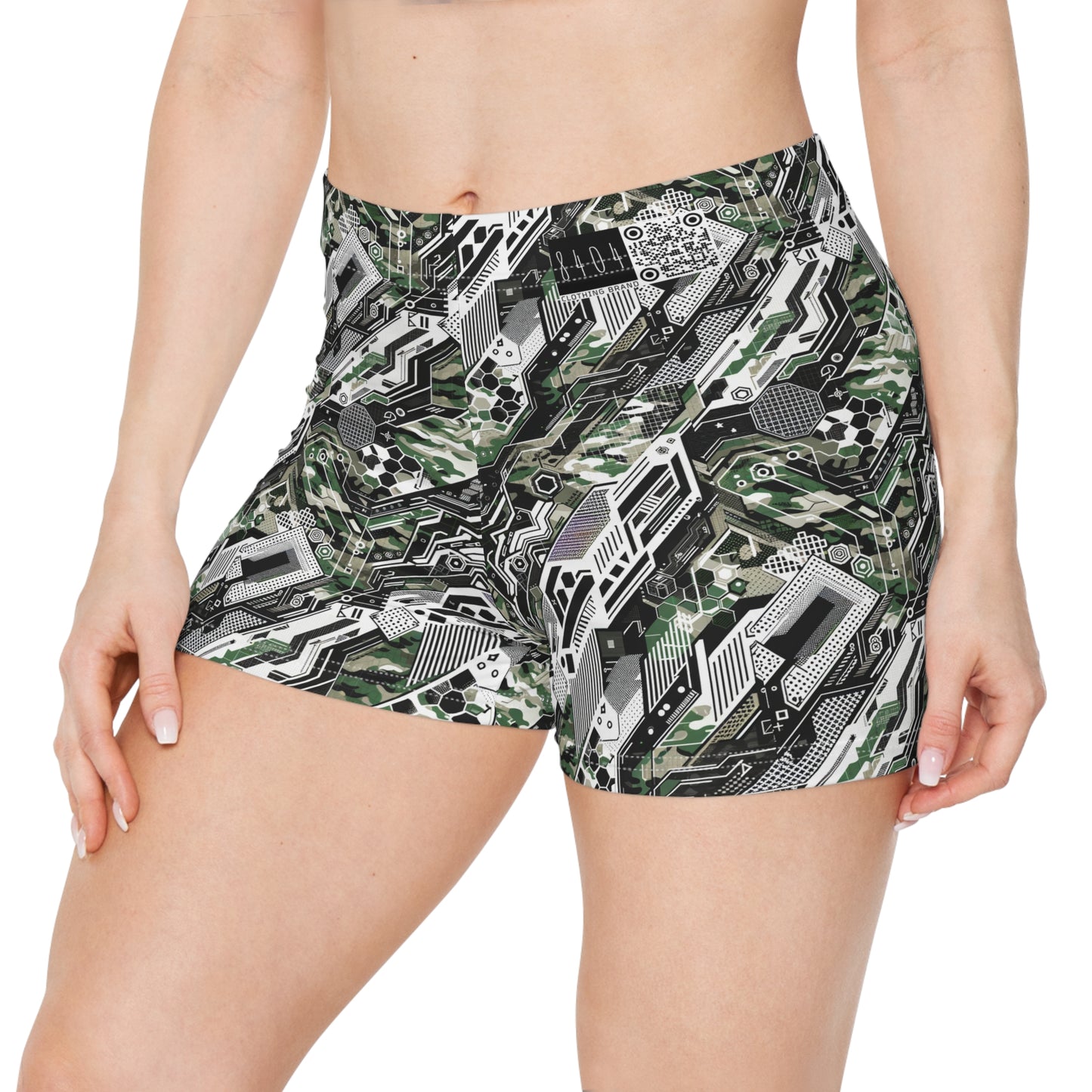Tech Camo Fusion Tech-Forward Streetwear With a Futuristic Edge Women's Shorts - 8404 Design-46