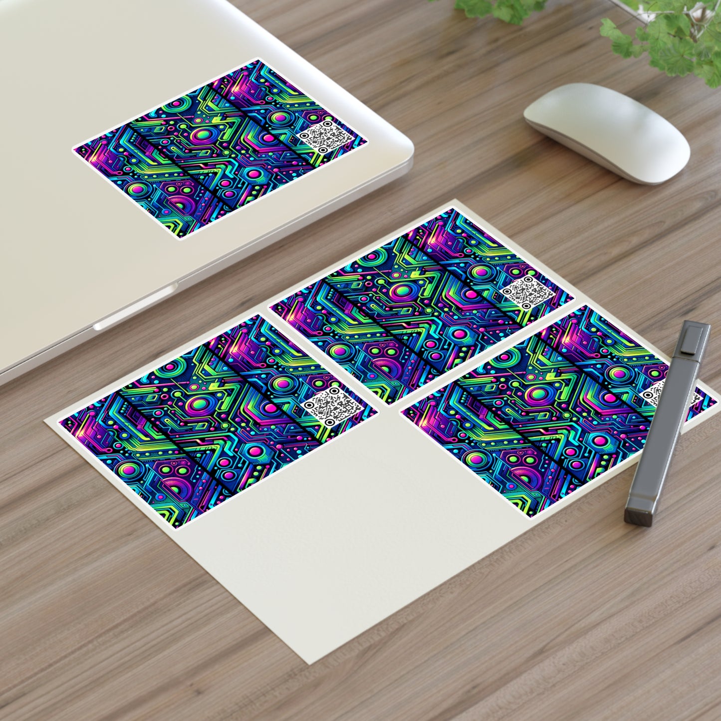 Tech-Infused Neon Tech-Forward Streetwear Sticker Sheets - 8404 Design-44