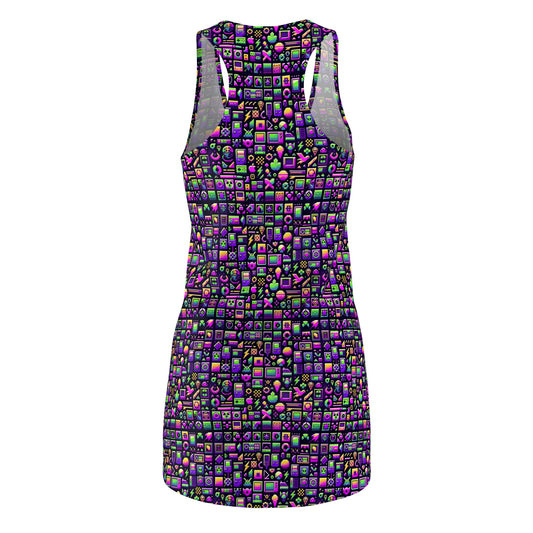 Digital Nostalgia Remix Modern Vintage Fusion Women's Cut & Sew Racerback Dress - 8404 Design-49