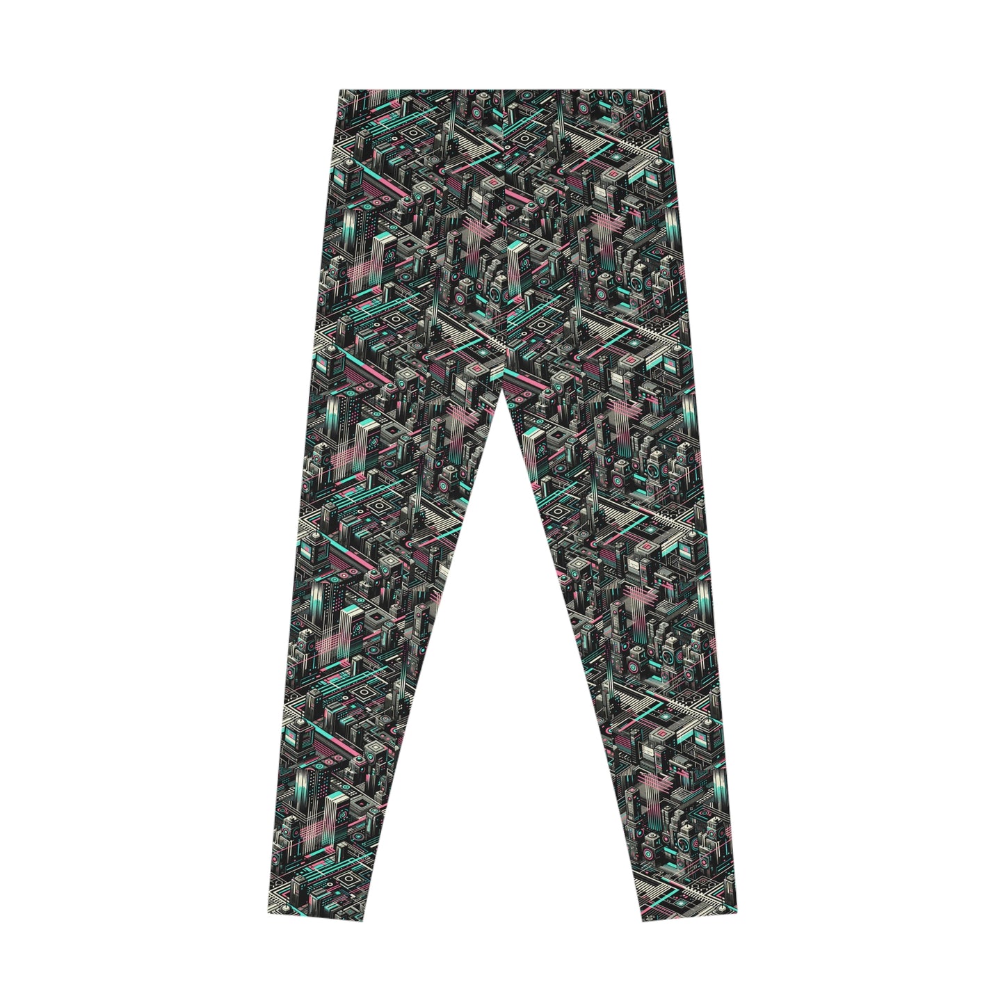 Digital Dreamland Tech-Inspired Streetwear Stretch Leggings - 8404 Design-51