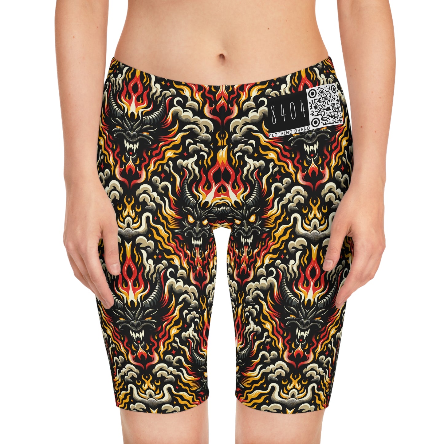 Flame Graphics Maximalist Streetwear Women's Bike Shorts - 8404 Design-59