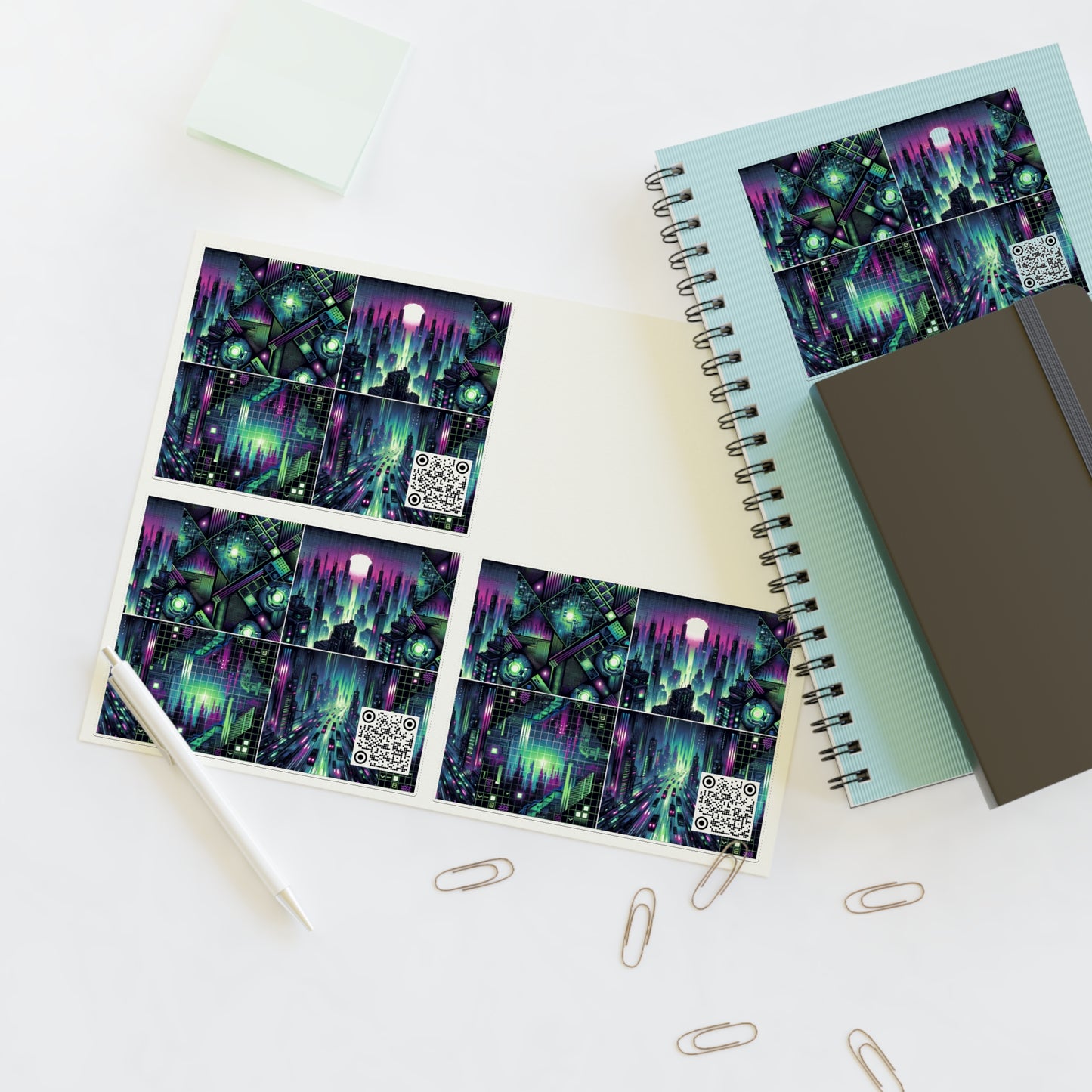 Tech Noir Aesthetics Tech-Forward Urban Dystopia Sticker Sheets - 8404 Design-54