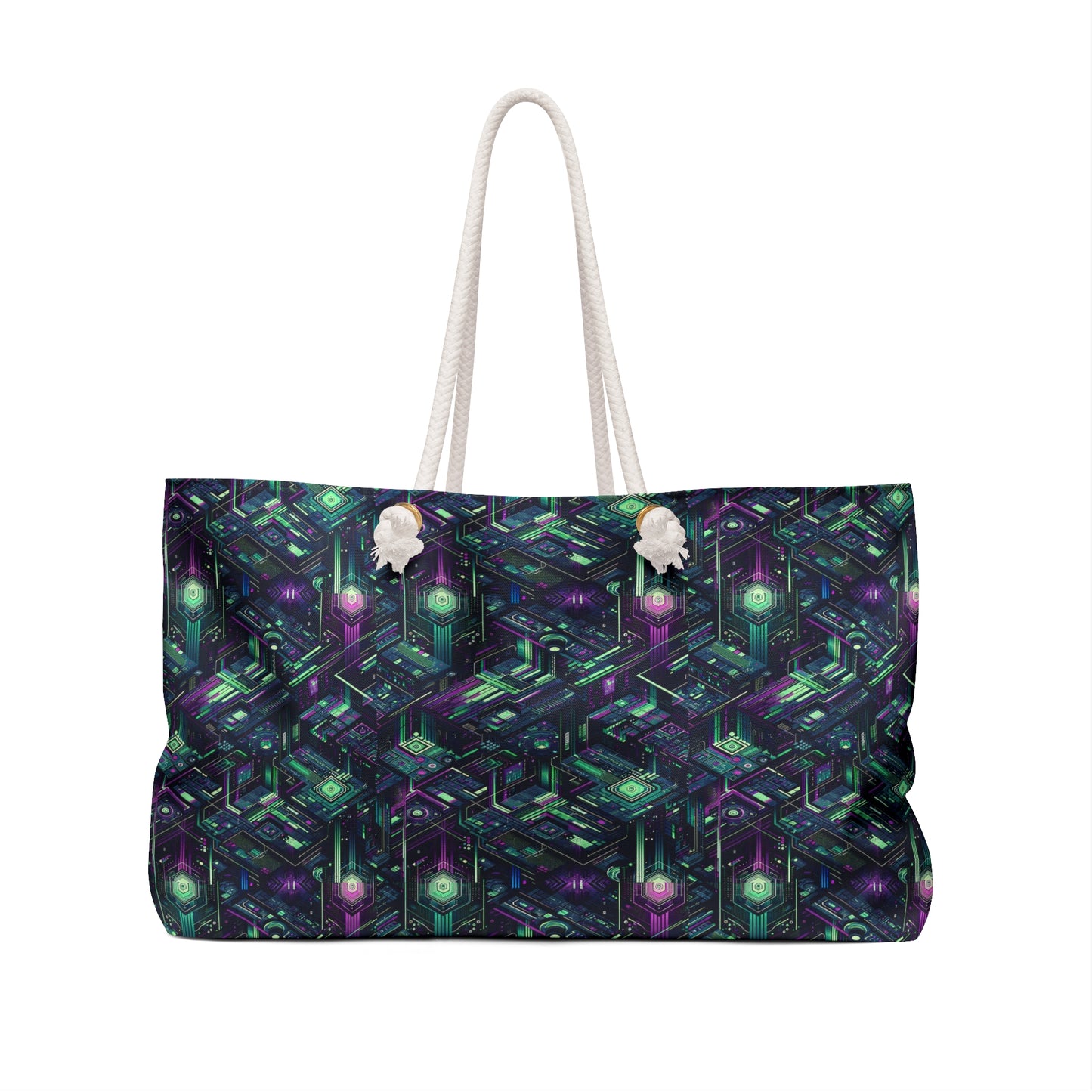 Tech Noir Aesthetics Tech-Forward Urban Dystopia Weekender Bag - 8404 Design-43