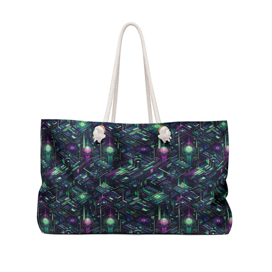 Tech Noir Aesthetics Tech-Forward Urban Dystopia Weekender Bag - 8404 Design-43