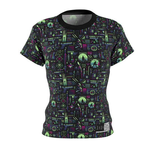Tech Noir Futuristic Cyberpunk Women's Cut & Sew Tee - 8404 Design-63