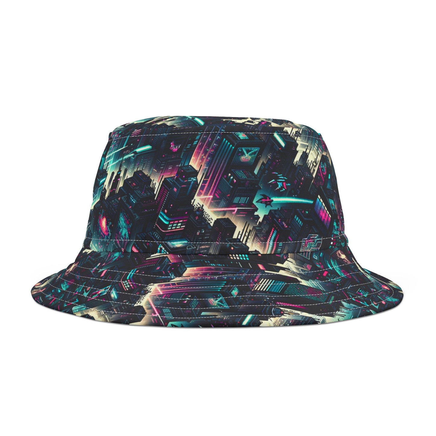 Digital Rebellion Tech-Inspired Streetwear Bucket Hat - 8404 Design-51