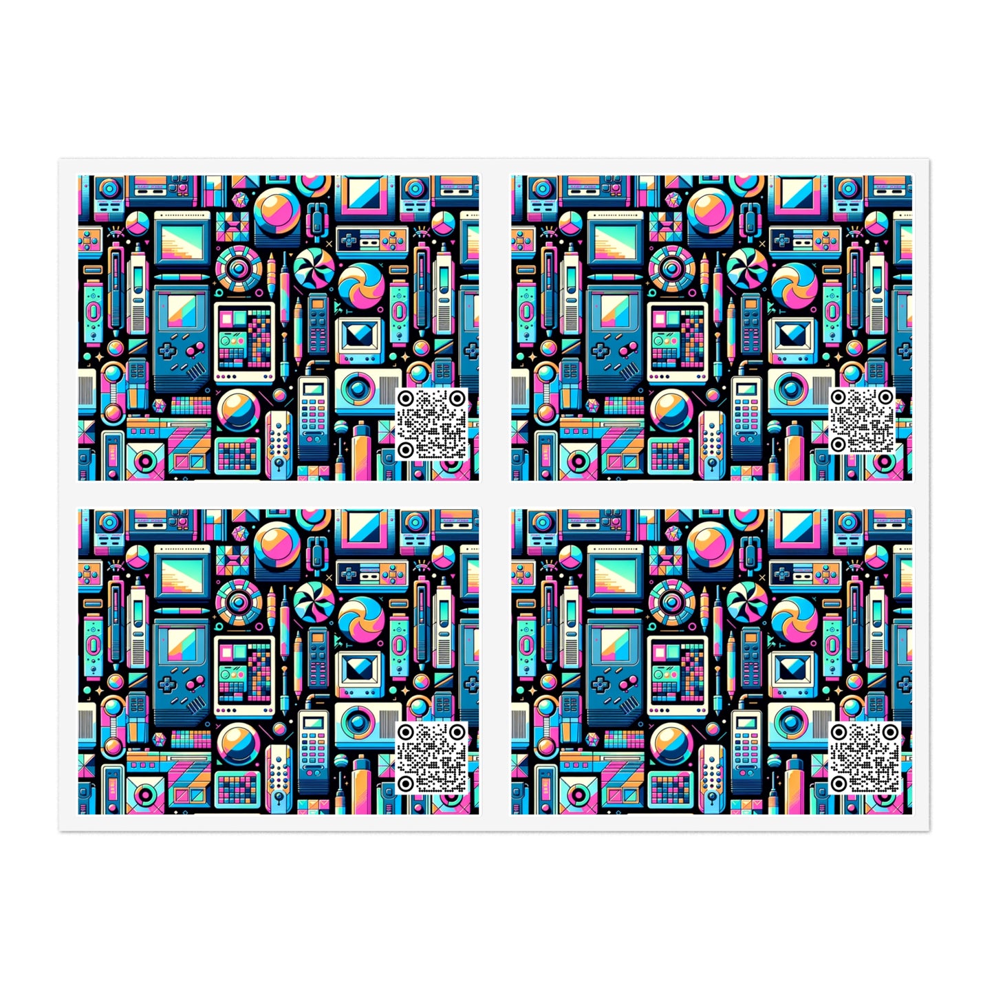 Digital Pop Art Fusion Youthful and Tech-Inspired Sticker Sheets - 8404 Design-73