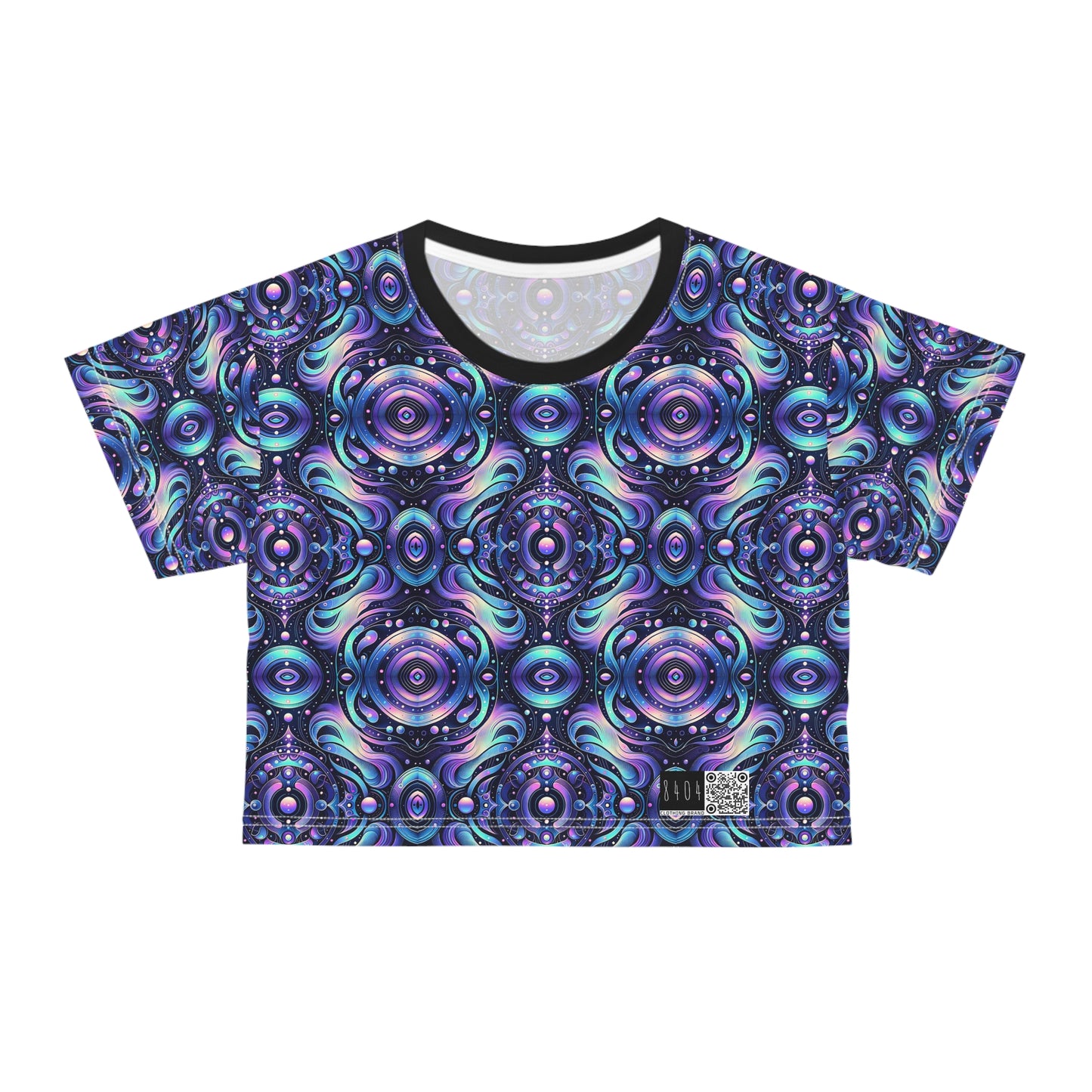 Iridescent Tech Fusion Tech-Forward Streetwear Crop Tee - 8404 Design-62