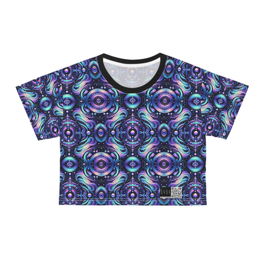 Iridescent Tech Fusion Tech-Forward Streetwear Crop Tee - 8404 Design-62