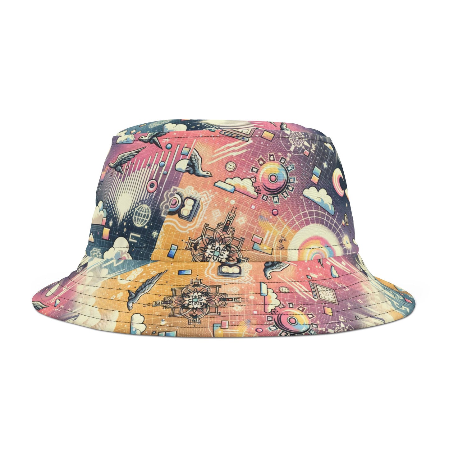 Digital Dreamland Whimsical and Nostalgic Streetwear With a Digital Twist Bucket Hat - 8404 Design-69