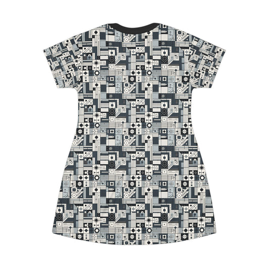 Digital Minimalism Minimalist Tech T-Shirt Dress - 8404 Design-49