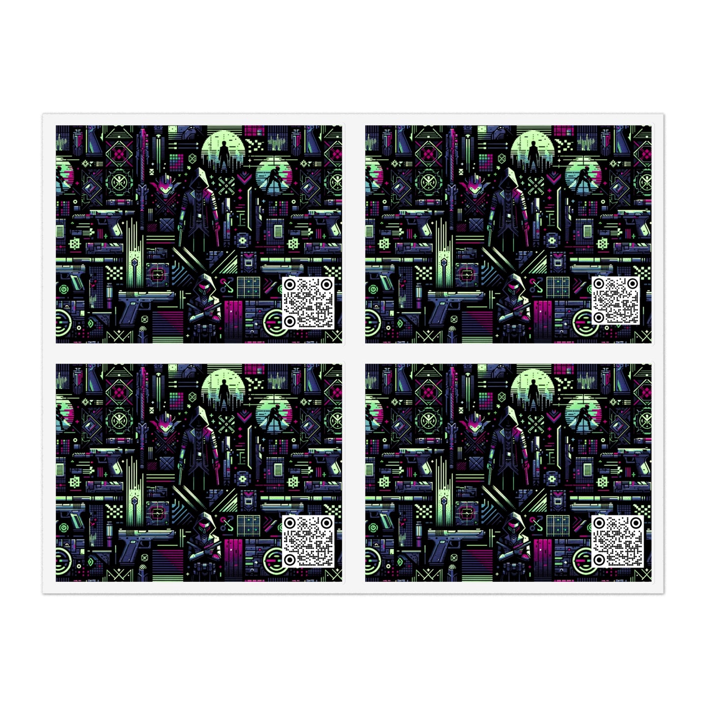 Tech Noir Futuristic Cyberpunk Sticker Sheets - 8404 Design-63