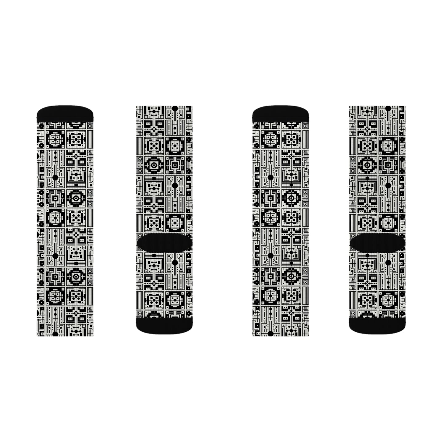 Digital Minimalism Minimalist Tech Sublimation Socks - 8404 Design-55